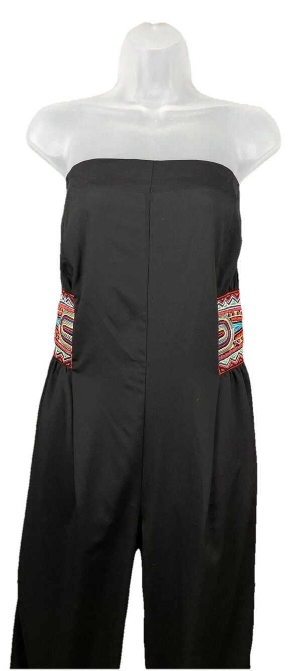 Bisou Bisou Michelle Bohbot Strapless Jumpsuit Large Embroidered Beaded Boho